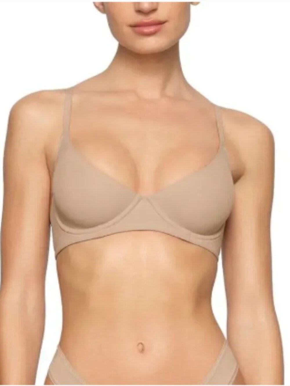 SKIMS 32C Fits Everybody Unlined Demi Bra Shade Clay NWT